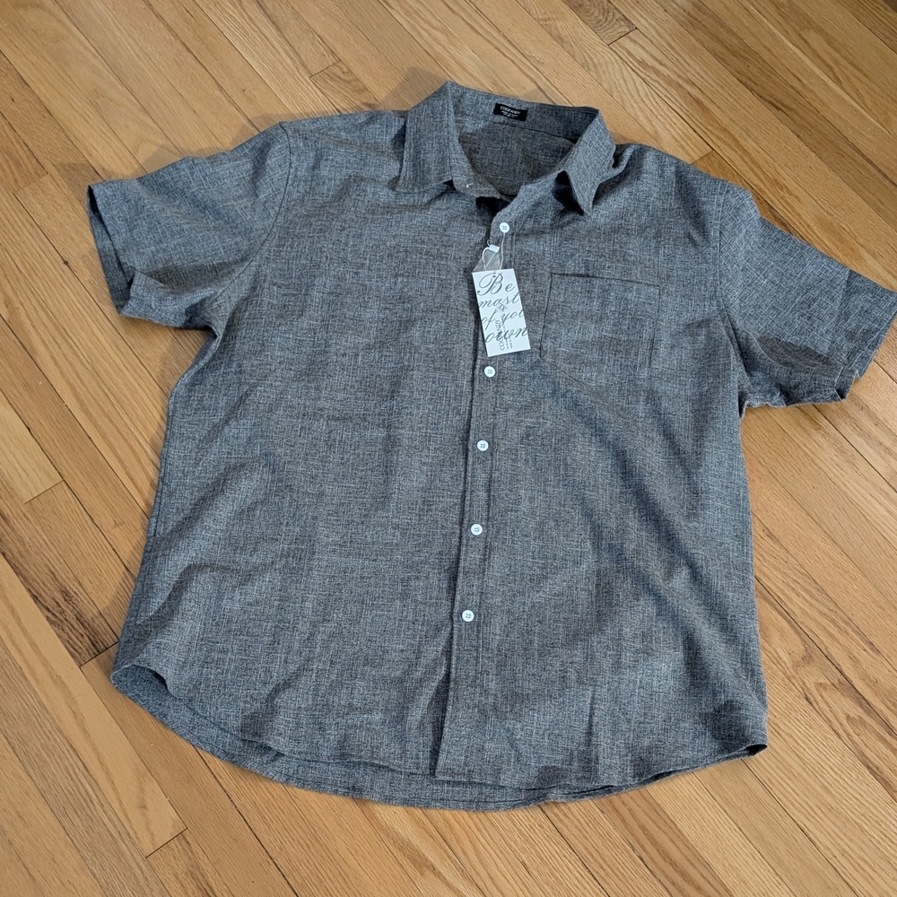 Gray Casual Button Down Shirt Lightweight